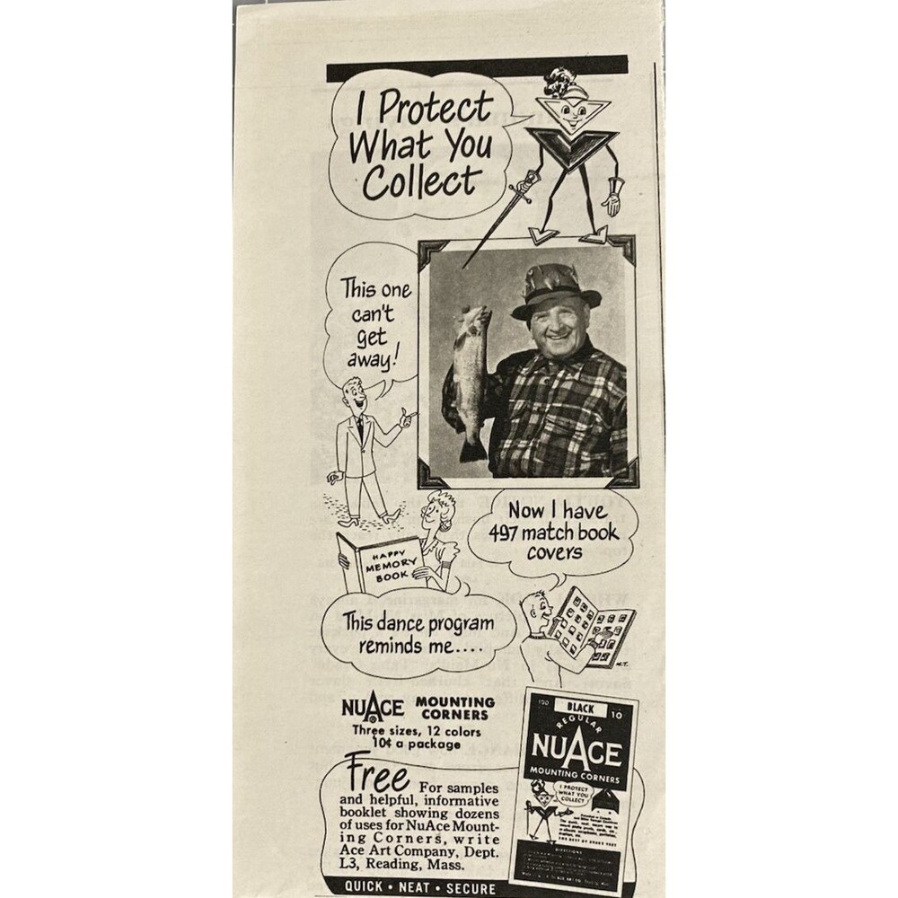 NuAce Mounting Corners "Protects What You Collect" Vintage Print Ad 1951